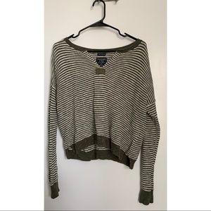 Abercrombie Green/White Striped Sweater US size XS